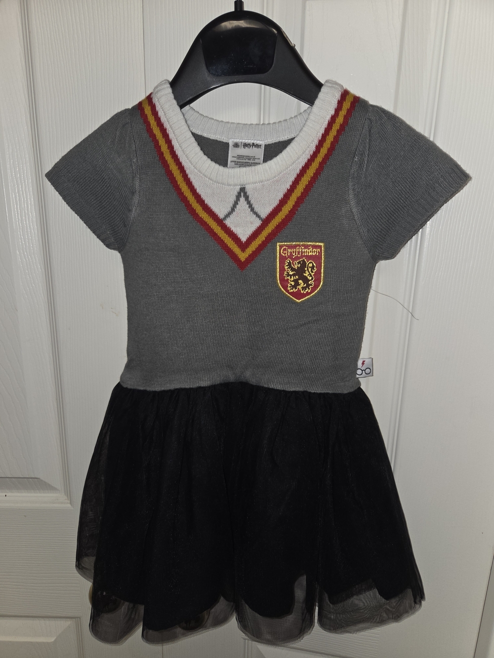 Harry Potter Gryffindor Knit Crest Tutu Dress - Gray, Black, Red